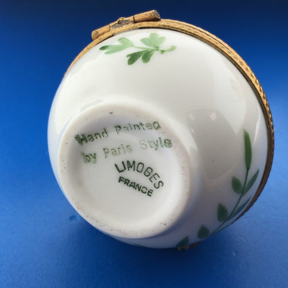 Vintage Limoges Hand Painted Porcelain Floral Round Paris Hinged Trinket Box