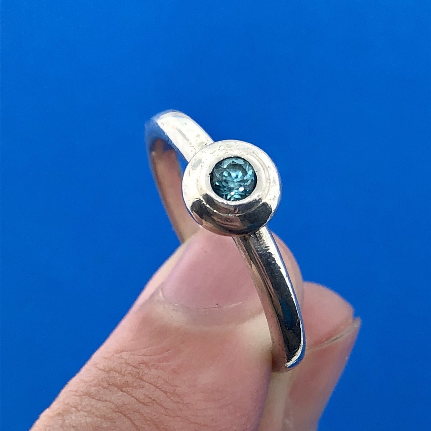 James Avery 925 Sterling Silver Remembrance Aqua Spinel Designer Size 7.25 Ring
