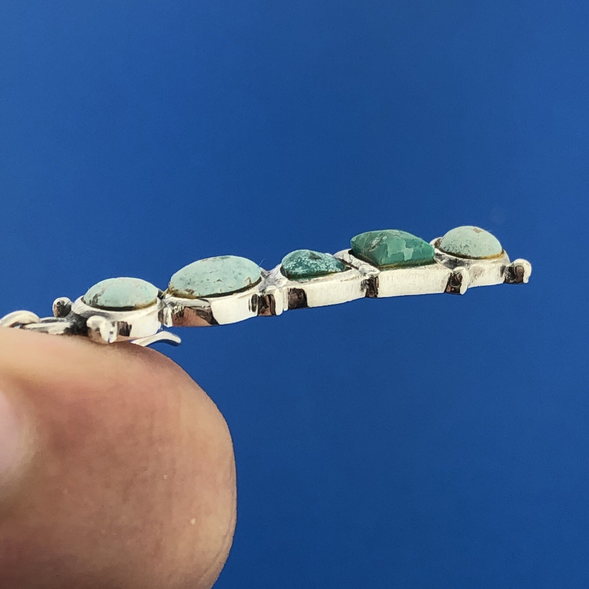 Sterling Silver 925 Multi-Shaped Cabochon Green Turquoise Dangle Hook Earrings