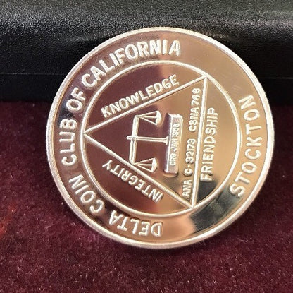 1996 Delta Coin Club of Stockton 40th Annv/Stockton's 150th Annv .999 Silver Rnd