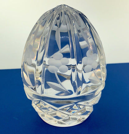 Vintage Handcrafted Poland 24% PbO Crystal Annual Egg Figurine Paperweight