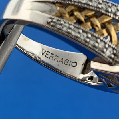QVC Verragio 925 Sterling Silver Two Toned Cubic Zirconia Accent Engagement Ring