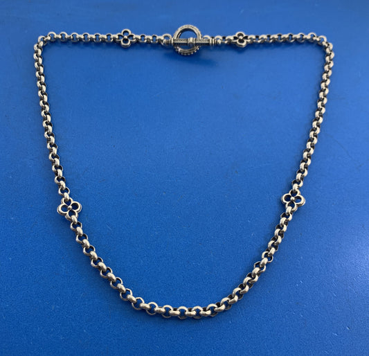 Konstantino 925 Sterling Silver Quatrefoil Station Circle Link Toggle Necklace