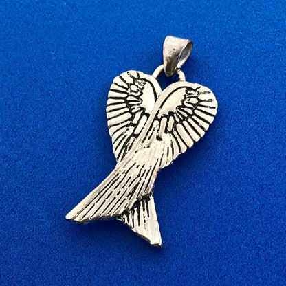 Retro Sterling Silver 925 Angel Wings Guardian Protector Charm Pendant