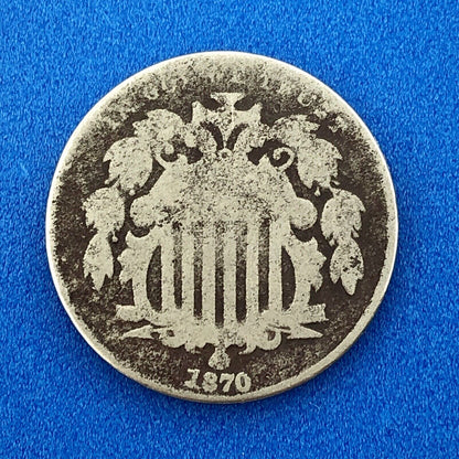 1870 P Shield Nickel 5c Better Key Rare Philadelphia Mint Coin No Rays