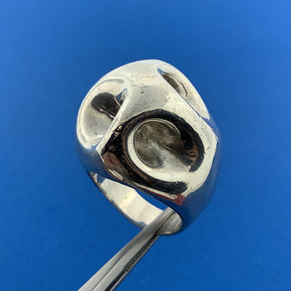 Artisan 925 Sterling Silver Modernist Glob Biker's Chunky Dome Ring