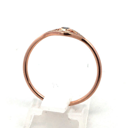 Designer 14K Rose Gold Sapphire Diamond Accented Evil Eye Cocktail Ring