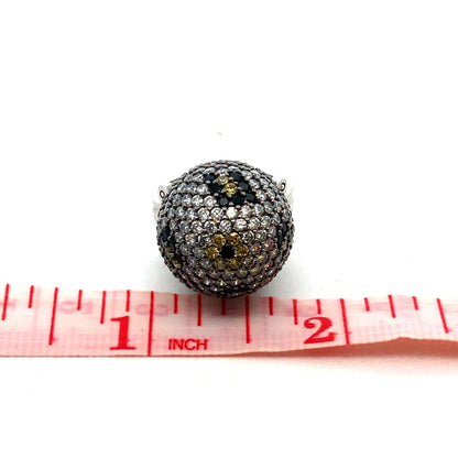 Designer SB 925 Sterling Silver White Yellow Cubic Zirconia Black Onyx Dome Ring