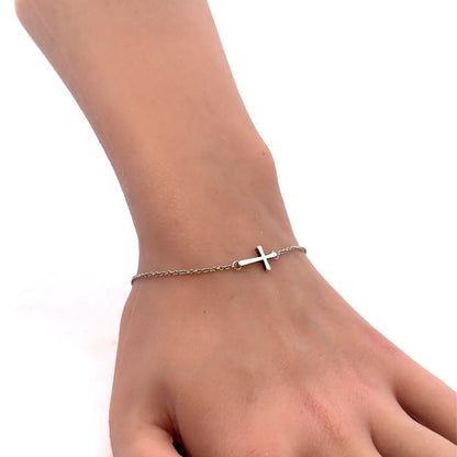Designer James Avery 925 Sterling Silver Petite Latin Cross Link Chain Bracelet