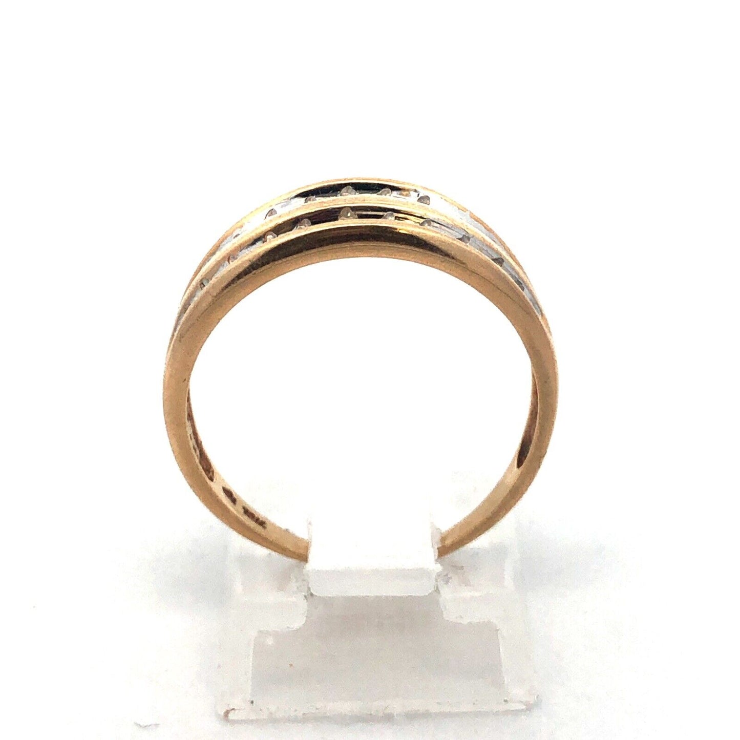 Designer 10K Yellow Gold Diamond Double Row Tapered Bridal Cocktail Ring