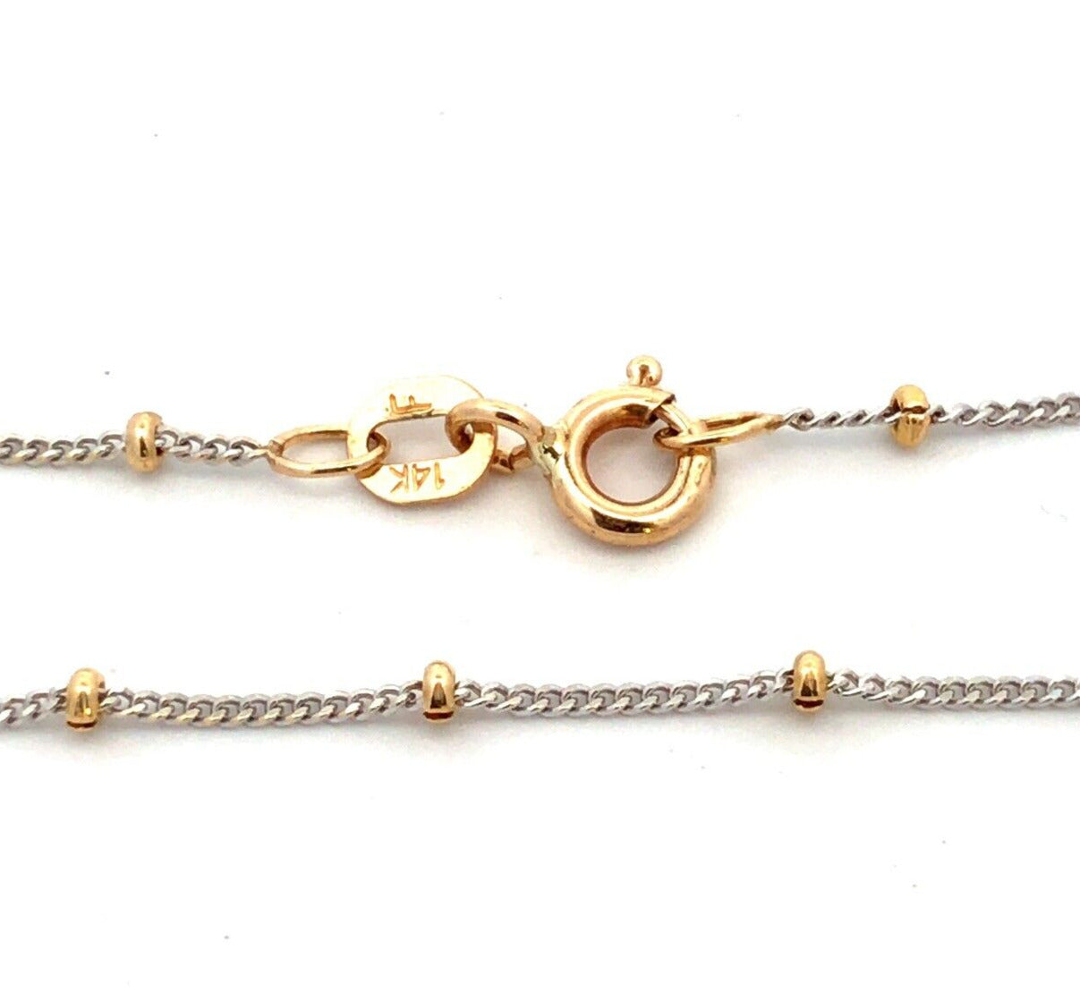 Designer F Italy 14K Yellow White Gold Two-Tone Station Chain Necklace