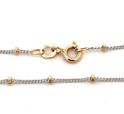 Designer F Italy 14K Yellow White Gold Two-Tone Station Chain Necklace