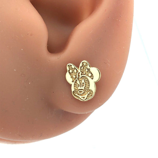 Disney Jacmel Mauritius JCM 10K Yellow Gold Minnie Mouse Stud Earrings