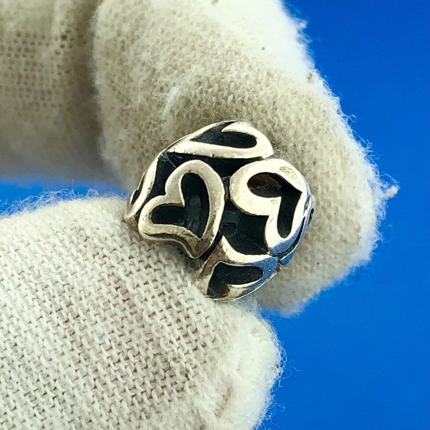 Designer Sterling Silver 925 Heart Openwork Bead Bracelet Charm