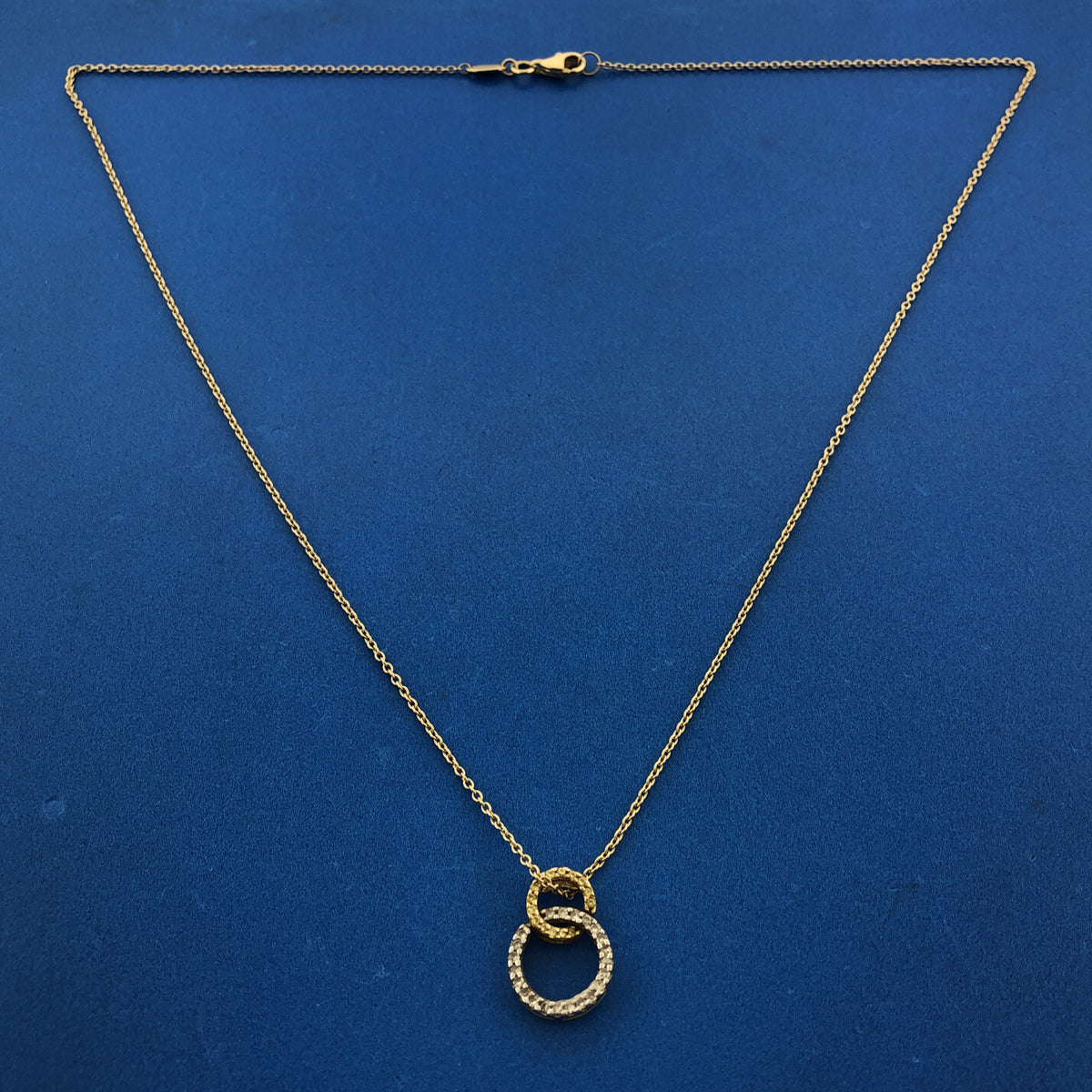 Designer 14K Yellow White Gold Canary & White Diamond Eternity Infinity Necklace