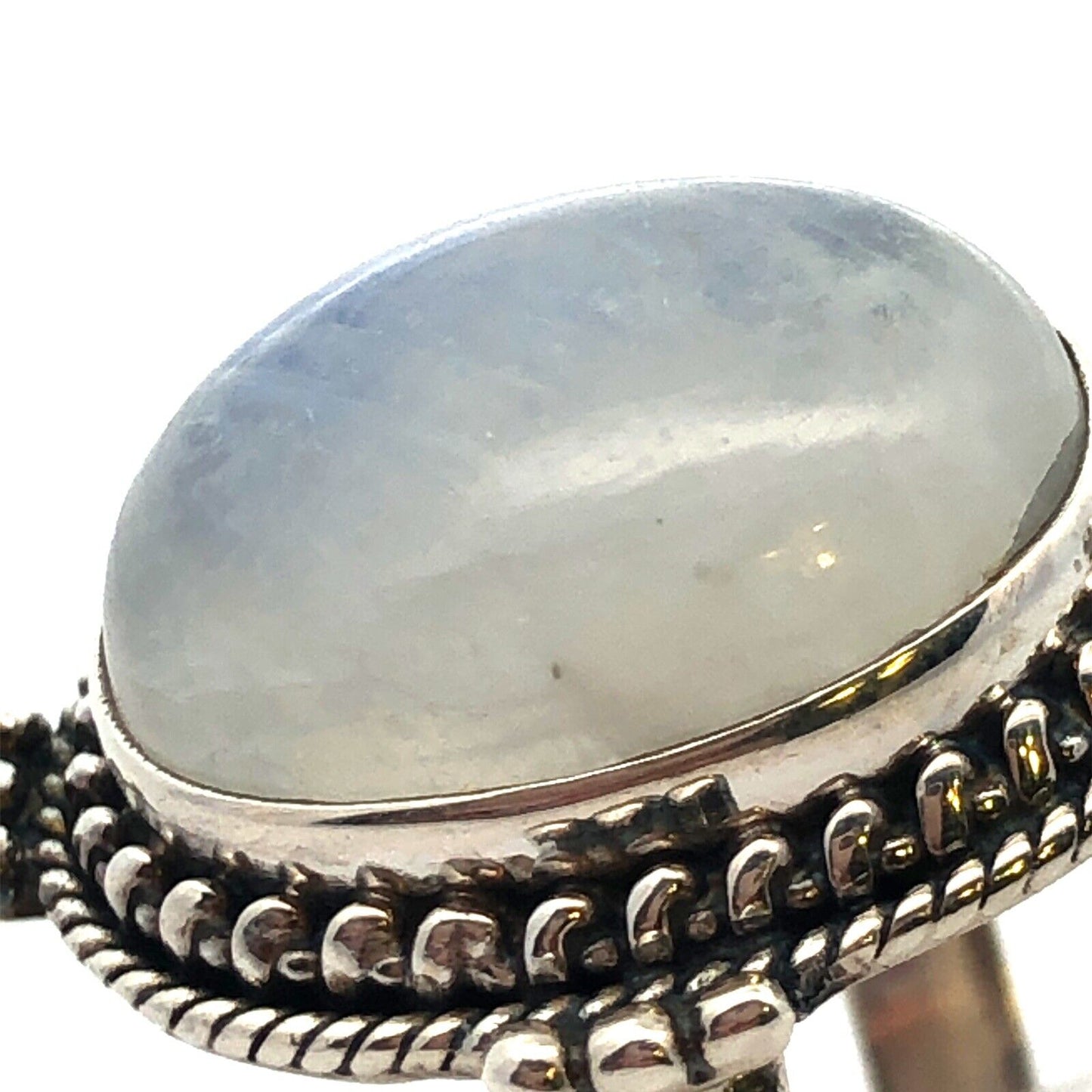 Designer Sterling Silver Oval Moonstone Cabochon Balinese Style Cocktail Ring