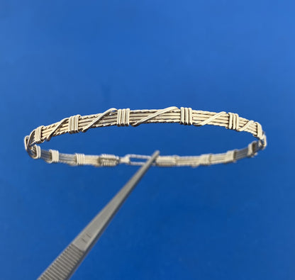 Artisan 925 Sterling Silver Wire Wrapped Bangle Hook Bracelet
