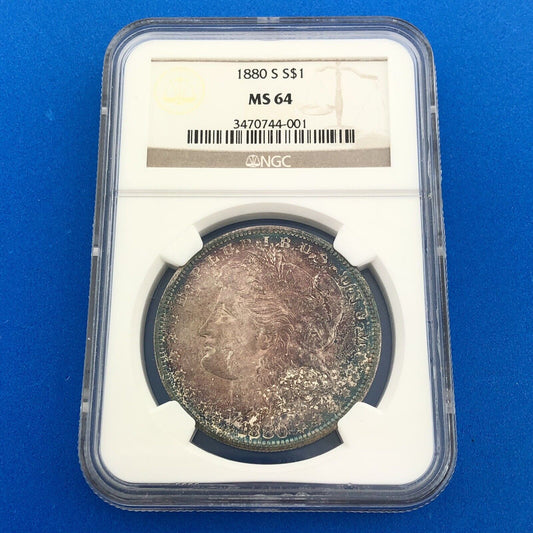 1880 S Morgan Silver Dollar Better Key San Francisco Sunset Tones NGC MS64 Coin
