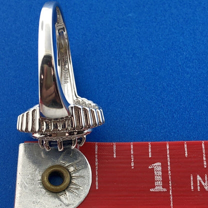 Desinger PAJ 925 Sterling Silver Oval Sapphire Halo September Anniversary Ring