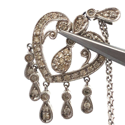 Gordon's 14k White Gold Diamond Heart Pendant Dangle Necklace JWBR