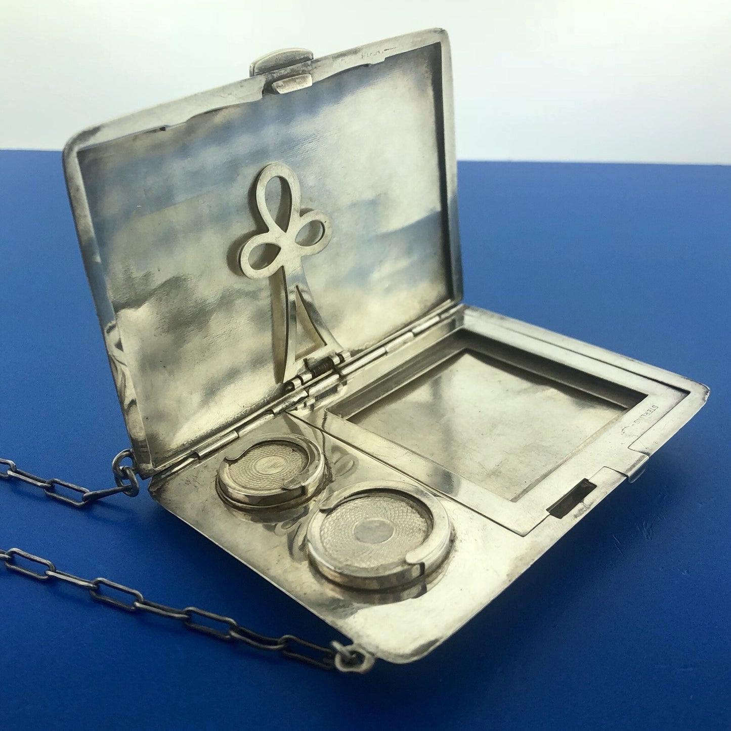Art Deco Webster Co Sterling Silver Change Cigarette Vanity Purse Monogram CPE