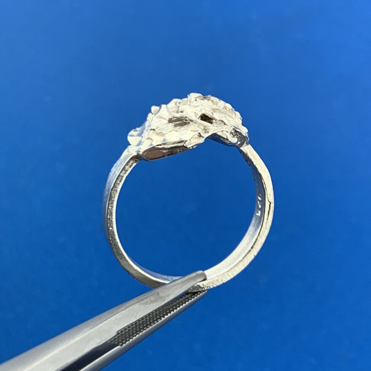 1980's 925 Sterling Silver Textured 3D Rose Flower Ring