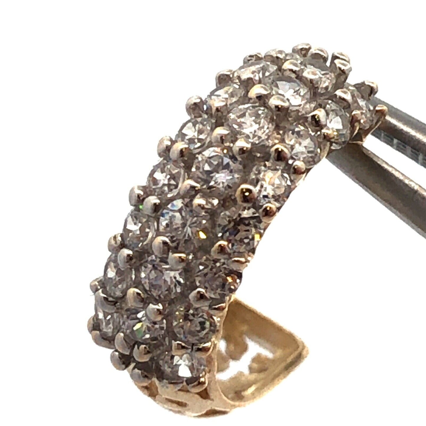 Designer Mexico 14K Yellow Gold Round Cubic Zirconia Huggie Hoop Earrings