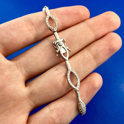 Designer 925 Sterling Silver Diamond Oval Illusion Link Tennis Bracelet
