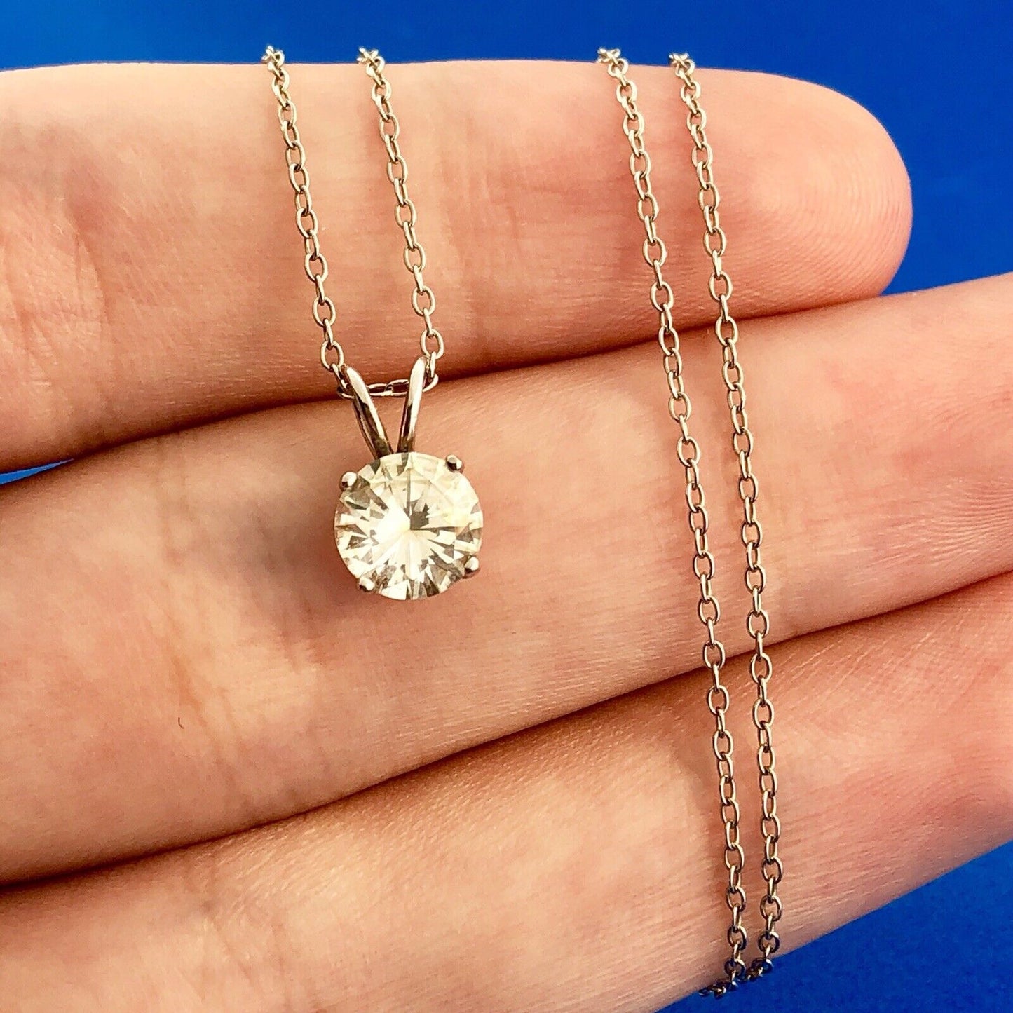Karizia Spa KA 1772 Sterling Silver 925 White Topaz Solitaire Pendant Necklace