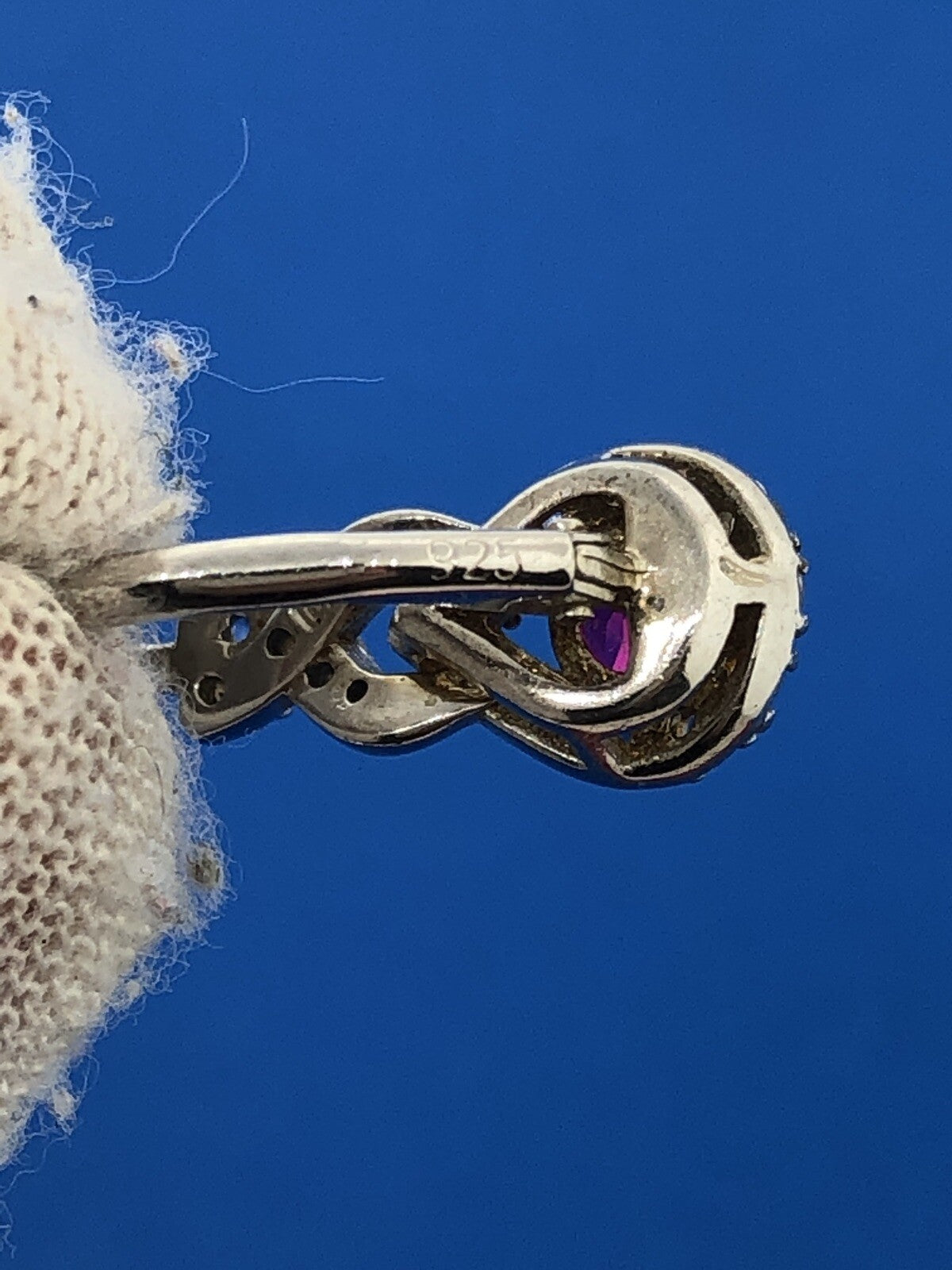 Designer CN 925 Sterling Silver Ruby White Sapphire July Occasion Earrings