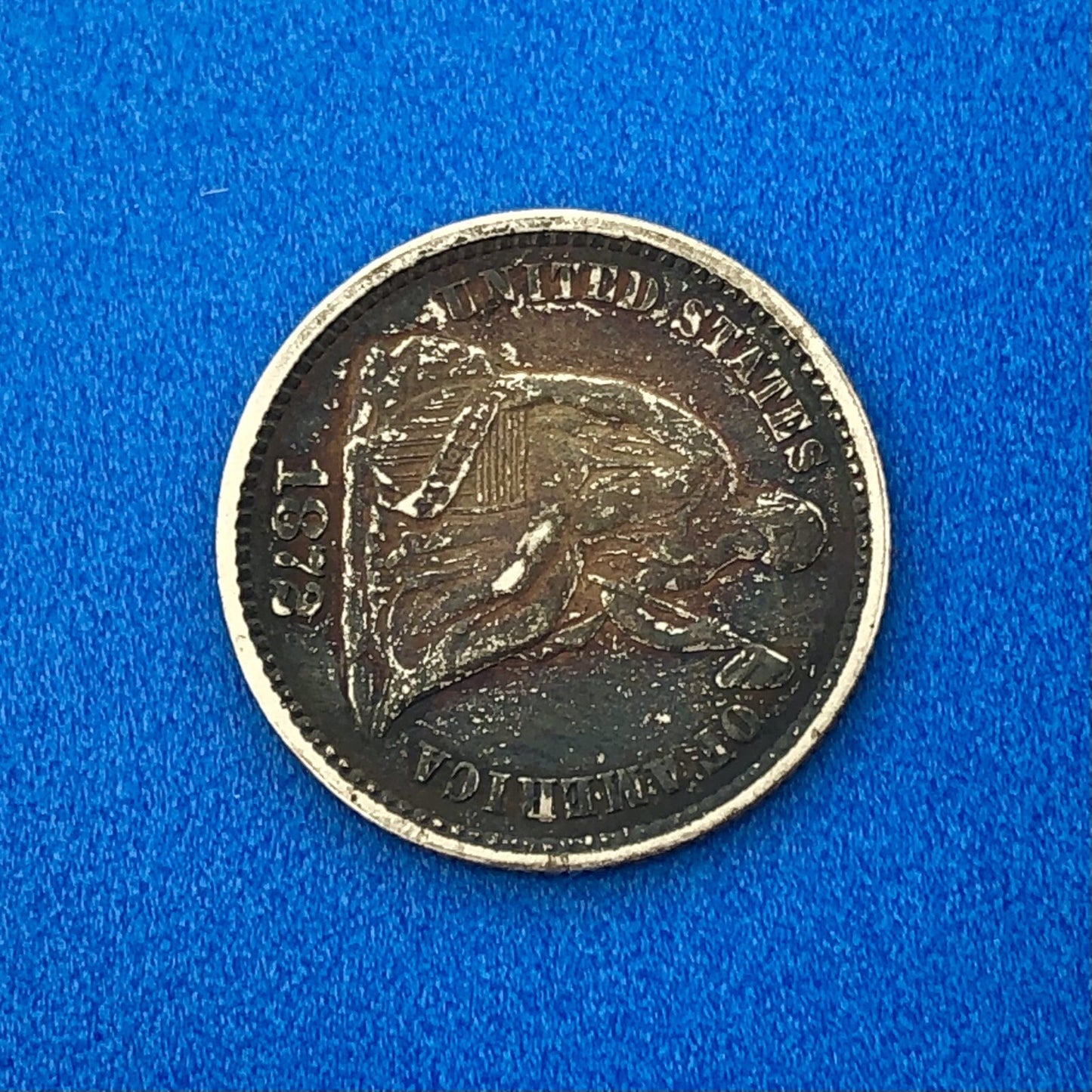 1872 P Silver Seated Half Dime 5c Better Key Nice Rainbow Toning Type Coin
