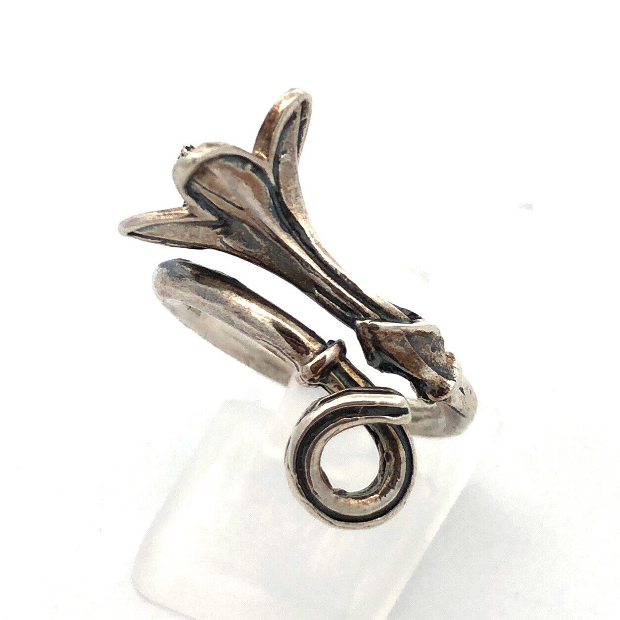 Designer Mignon Faget Sterling Silver Lily Collection Lily Flower Bypass Ring