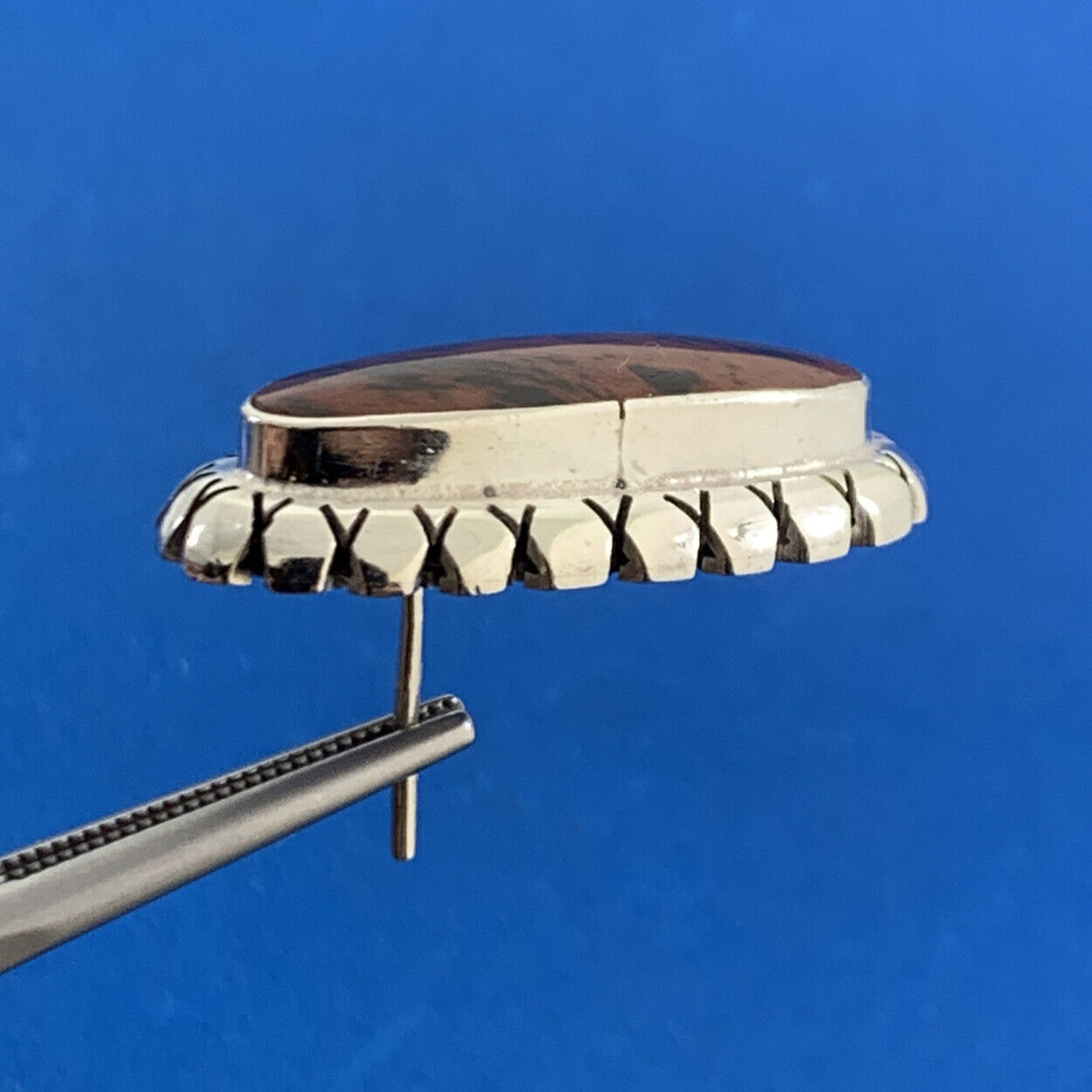 Taxco Mexico TJ-40 925 Sterling Silver Long Oval Red Jasper Stud Earrings