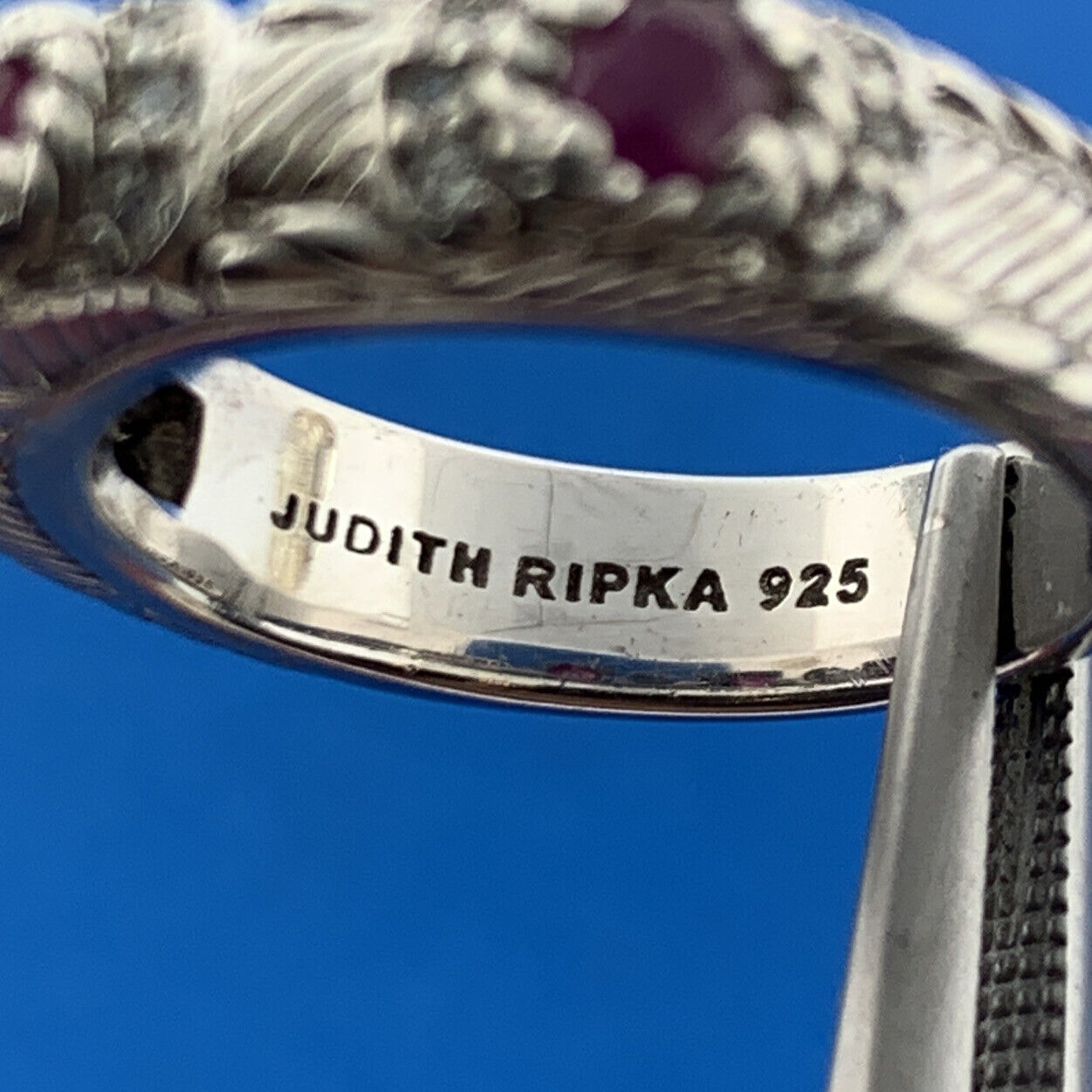 Judith Ripka 925 Sterling Silver Ruby July Anniversary Stackable Band Ring