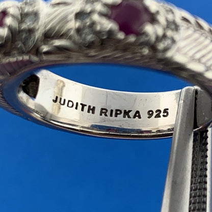 Judith Ripka 925 Sterling Silver Ruby July Anniversary Stackable Band Ring
