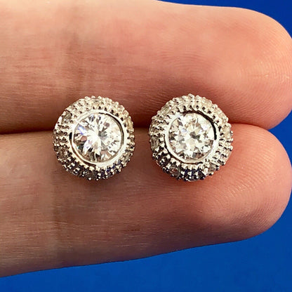 Designer 925 Sterling Silver Cubic Zirconia CZ Bridal Anniversary Stud Earrings