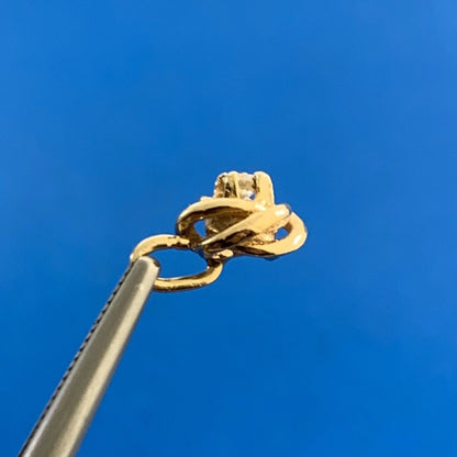 Designer 14K Yellow Gold Diamond Modernist Rosebud Flower Petite Charm Pendant