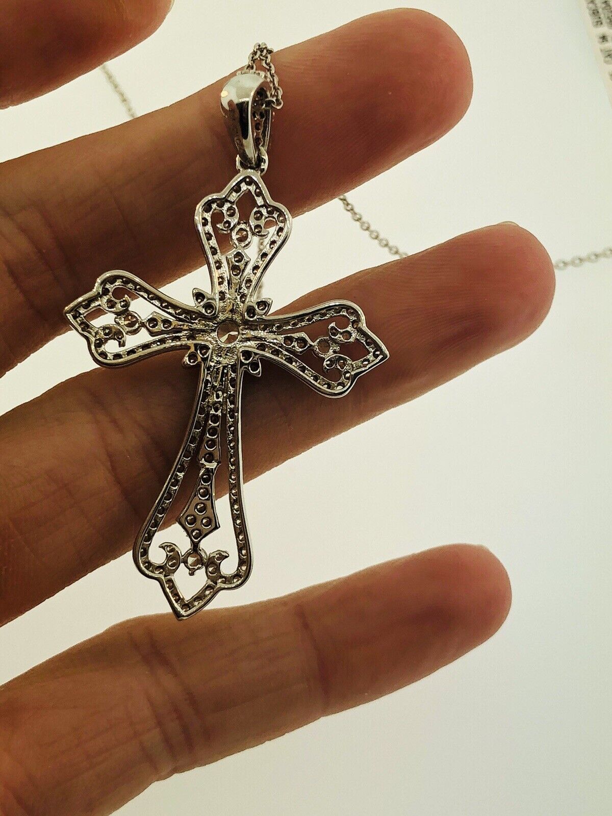 Jacmel Mauitius JCM Sterling Silver 925 Cubic Zirconia Statement Cross Necklace