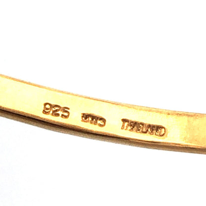 MWS 925 Sterling Silver Gold Vermeil Heart Love Anniversary Bangle Bracelet