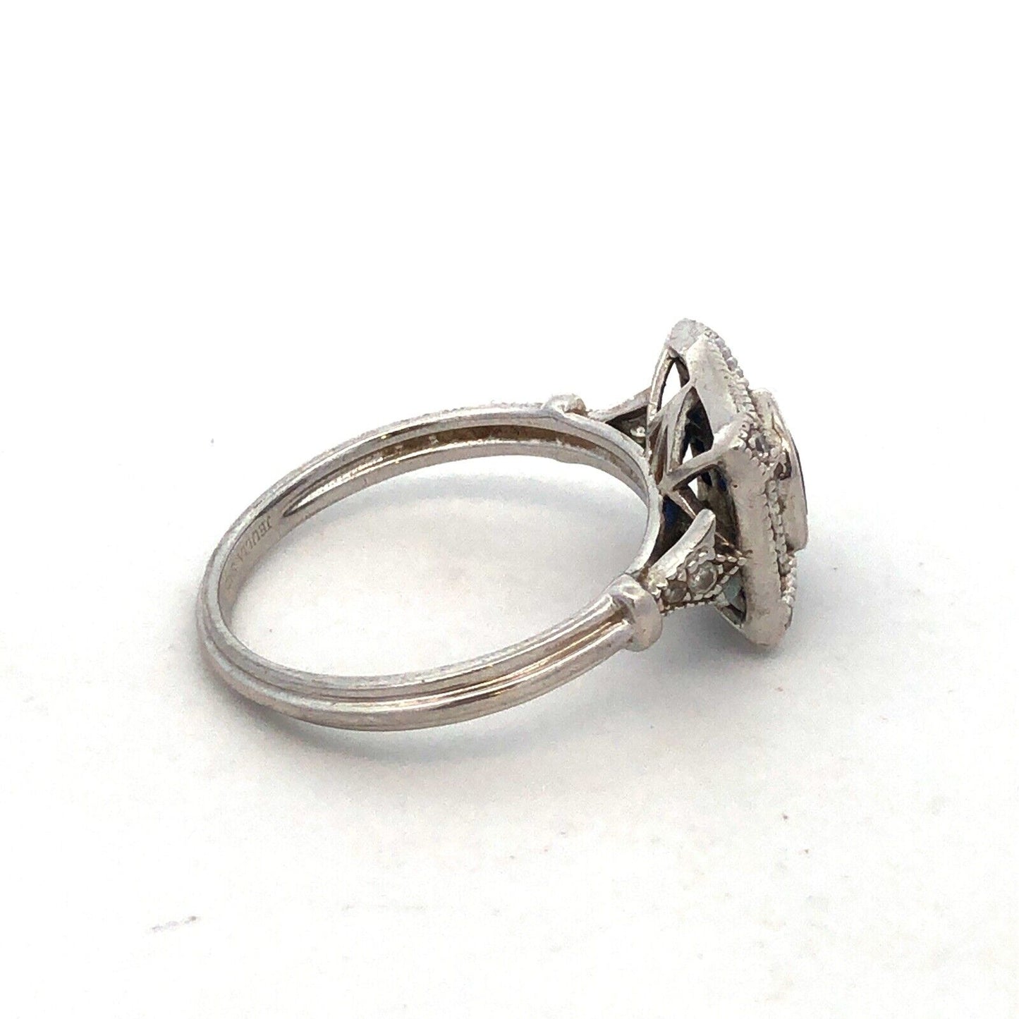 Designer Jeulia 925 Sterling Silver Blue Sapphire CZ Square Anniversary Ring