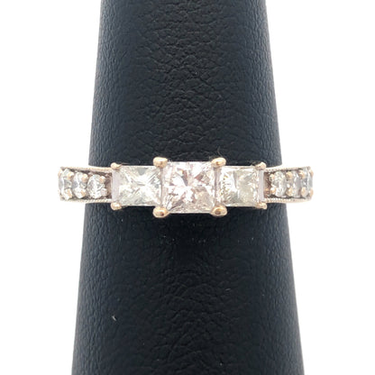 Gorgeous 14k White Gold IKS Triple Princess Diamond Engagement Ring Size 6.25