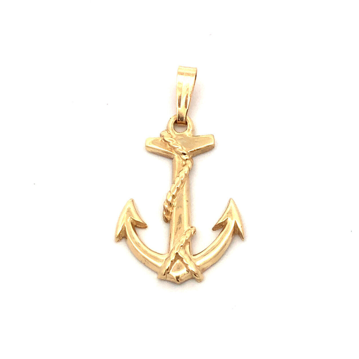 14K Yellow Gold 3D Anchor Nautical Navy Marine Pendant