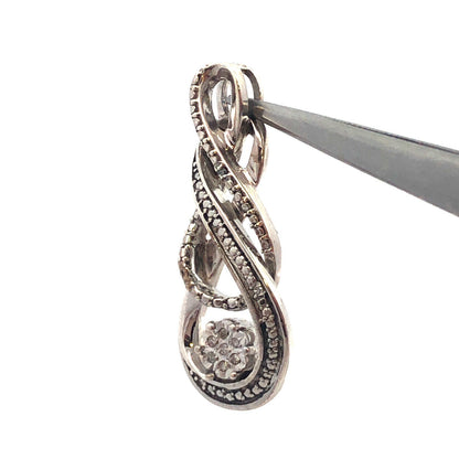 Designer 925 Sterling Silver Round Diamond Swirl Infinity Anniversary Pendant