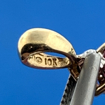 10K Yellow Gold Ruby Diamond Heart Trio Birthstone Anniversary Infinity Pendant