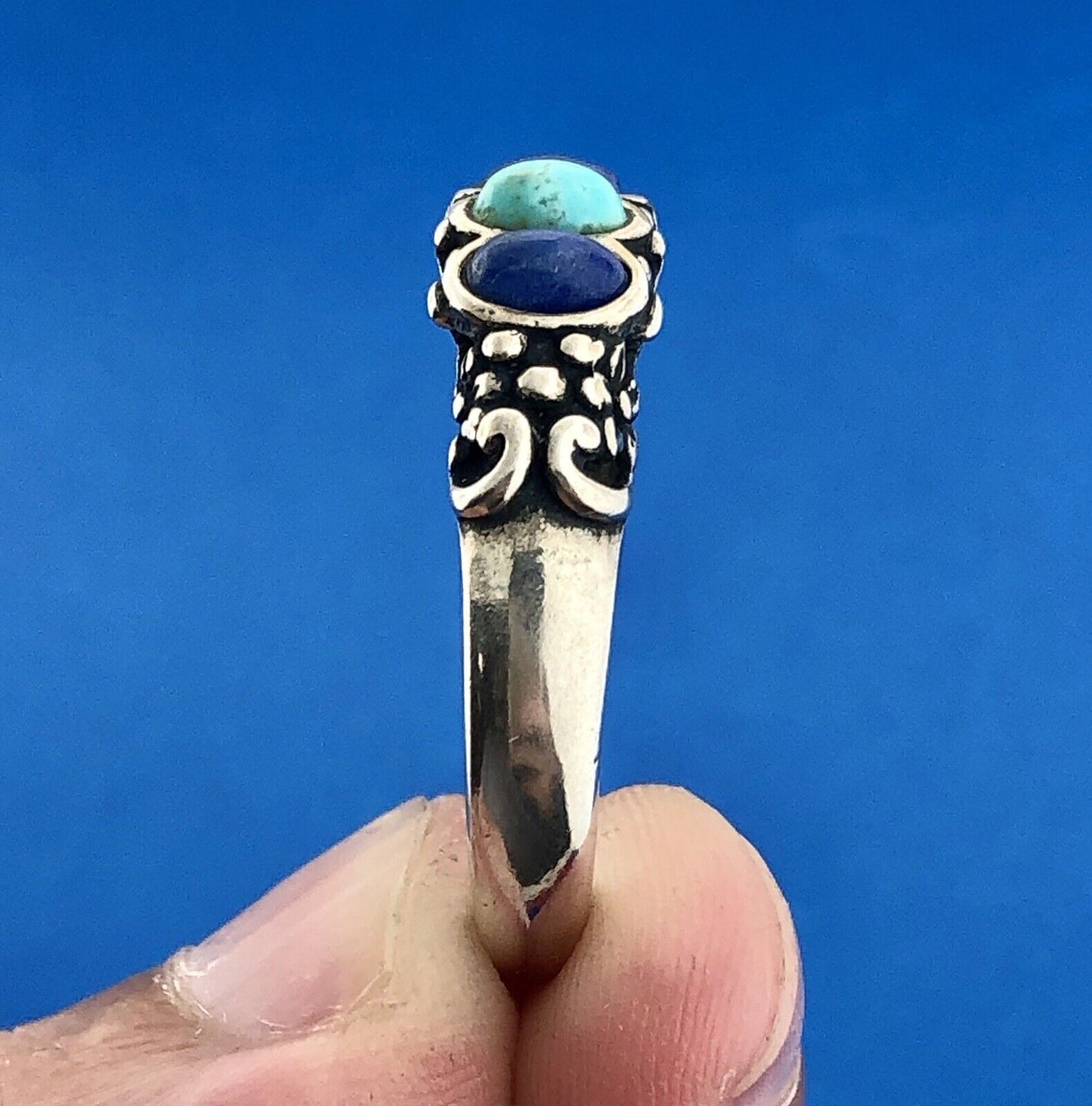 Vintage Carolyn Pollack Relios Sterling Silver 925 Turquoise Lapis Band Ring
