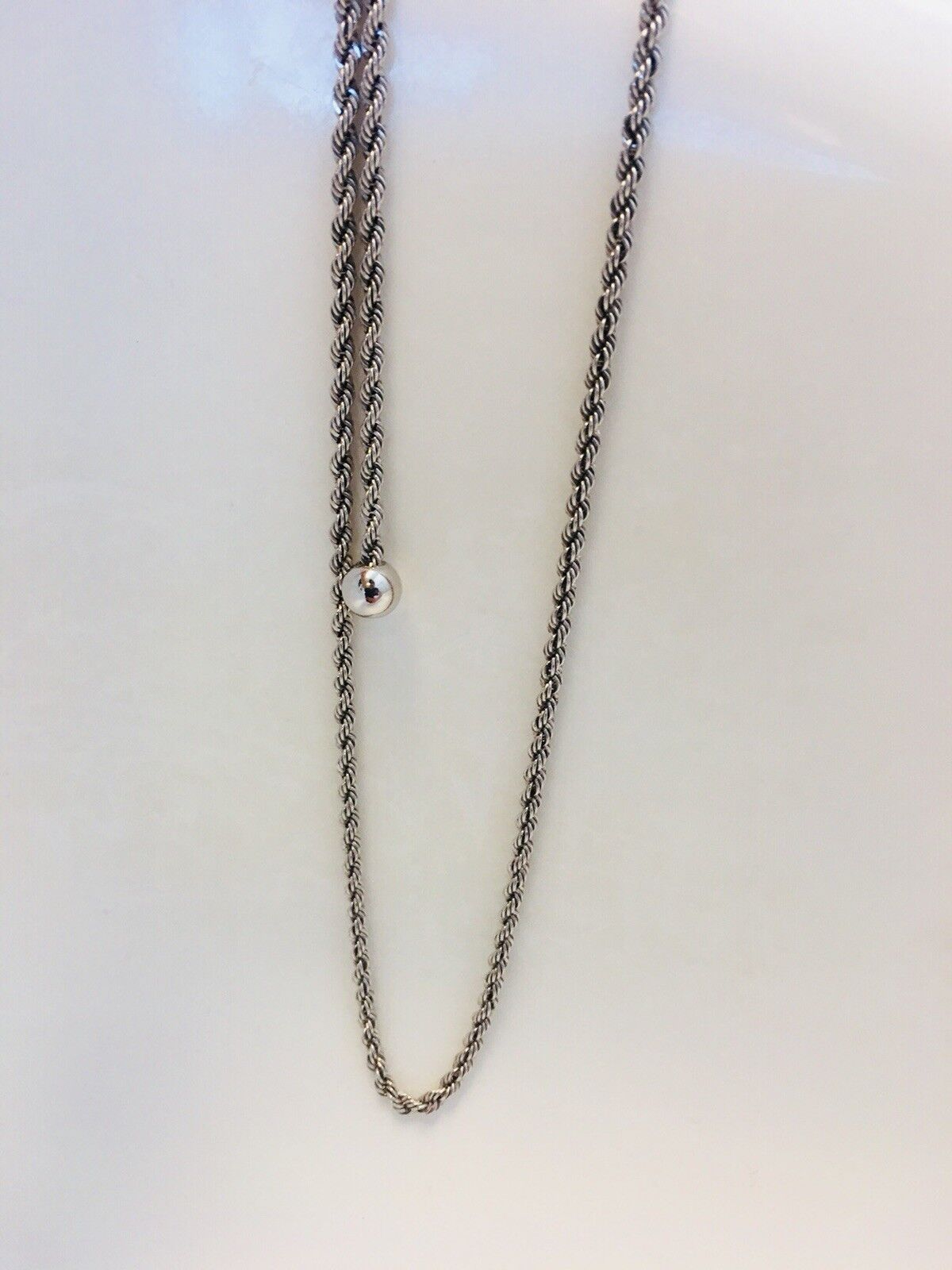 Designer Milor Italy Sterling Silver Twisted Rope Adjustable Lariat Necklace