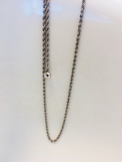 Designer Milor Italy Sterling Silver Twisted Rope Adjustable Lariat Necklace