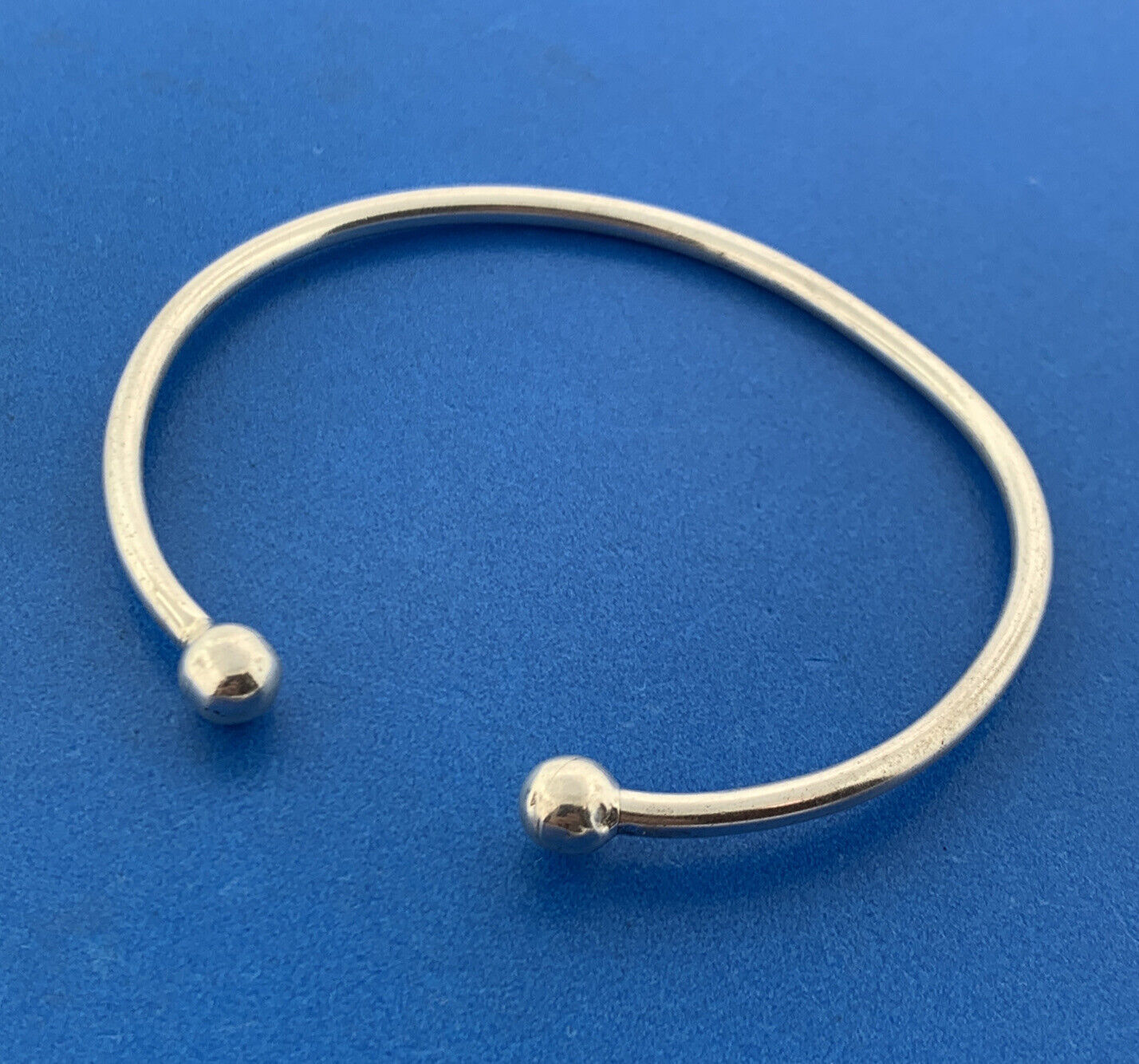 Modernist 925 Sterling Silver Polished Ball Capped Open Cuff BraceletGap