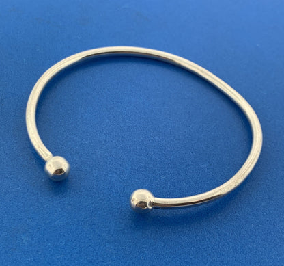 Modernist 925 Sterling Silver Polished Ball Capped Open Cuff BraceletGap