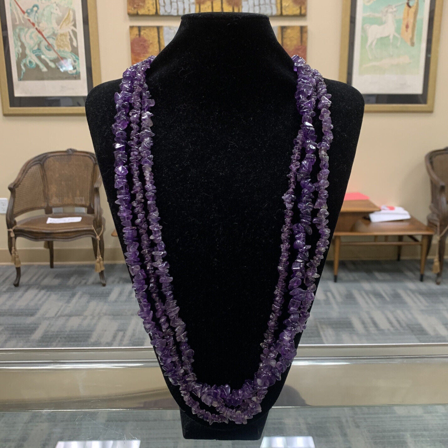 Lot Of Three Chunky Amethyst Spiritual Awakening Healing Beaded Necklaces